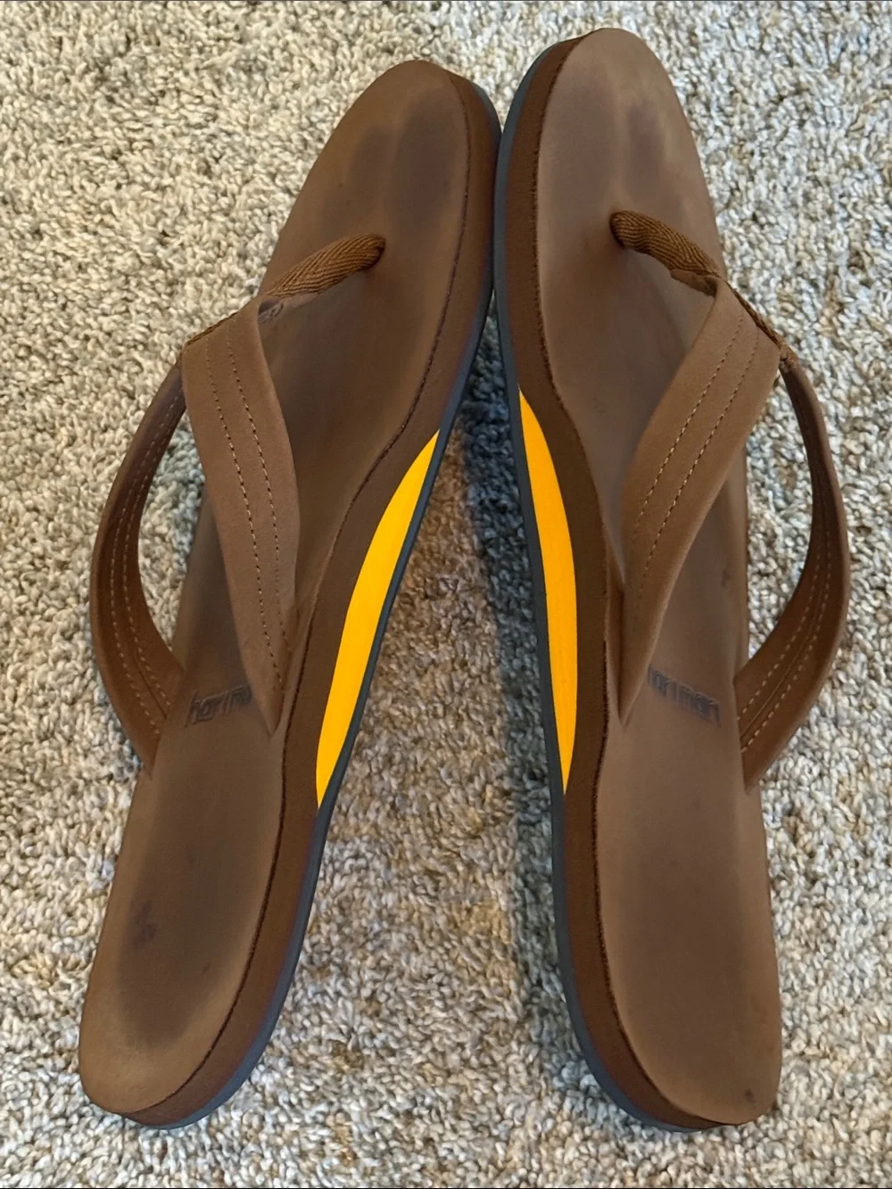 Men's Brown Leather Flip Flop Sandals
